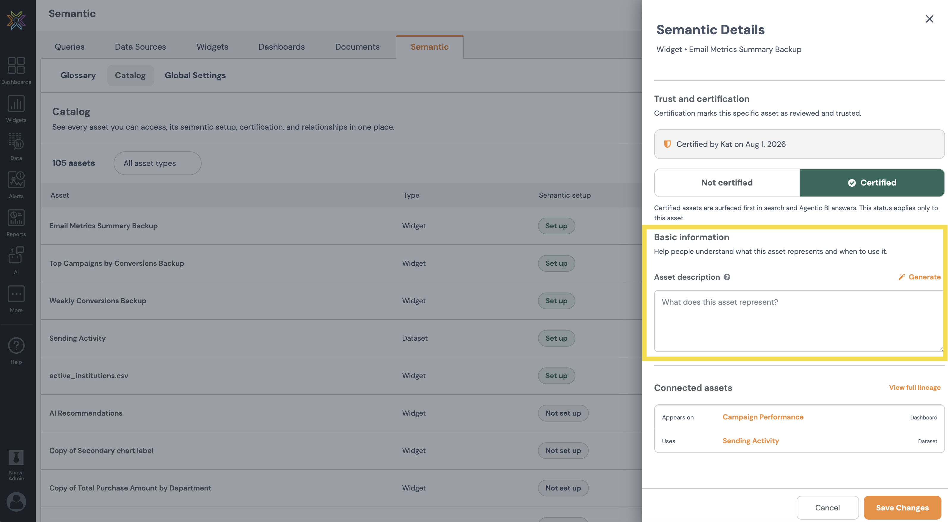 Semantic Layer Basic Information