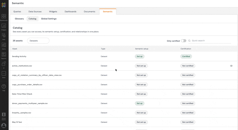 Semantic Layer Connected Assets