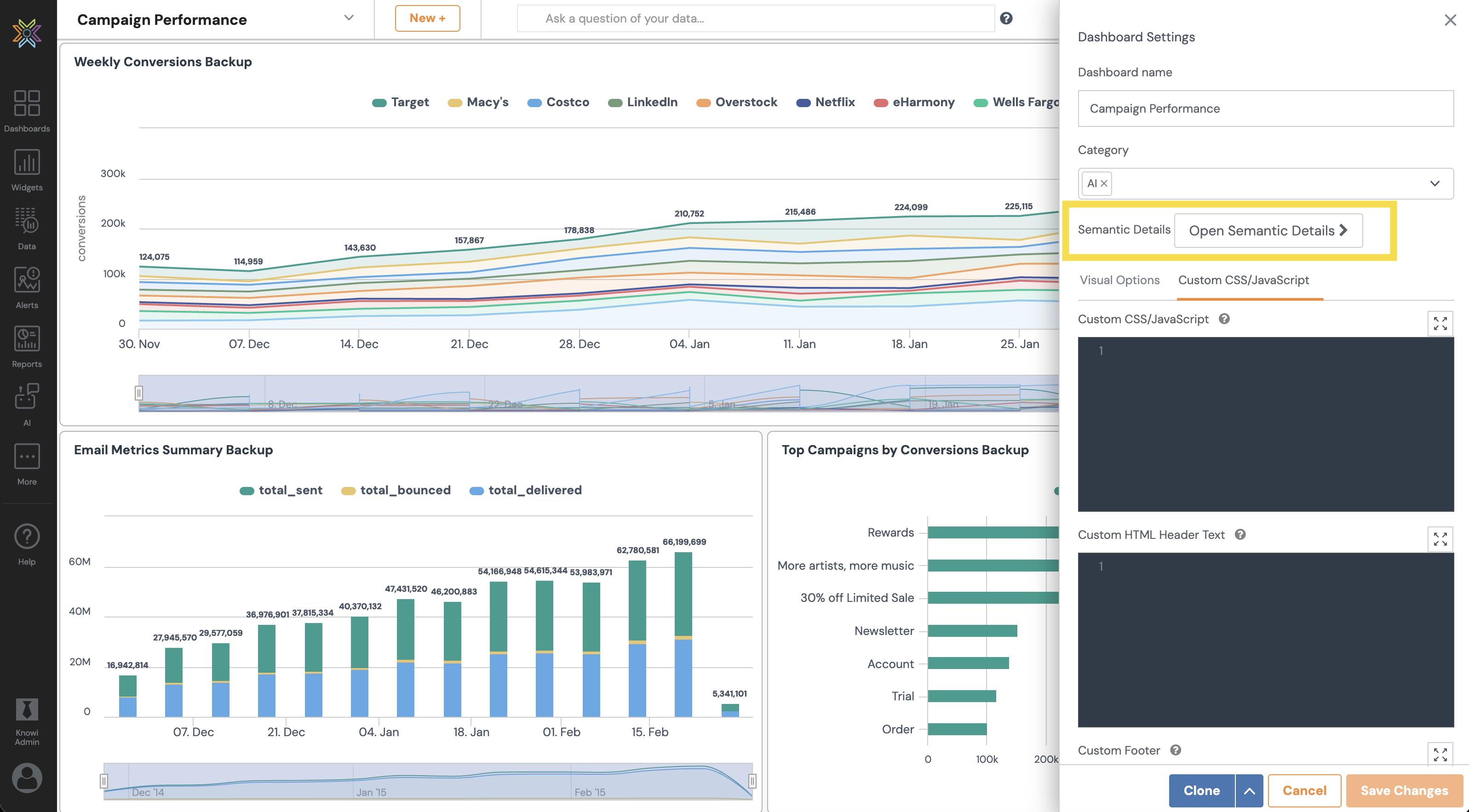 Semantic Layer Dashboard Details