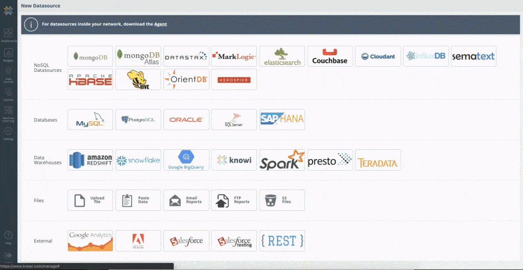 This gif shows how to select MongodB as a datasource