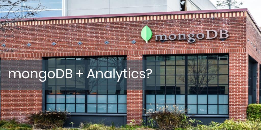 MongoDB HQ is shown with the words "MongoDB + Analytics" superimposed