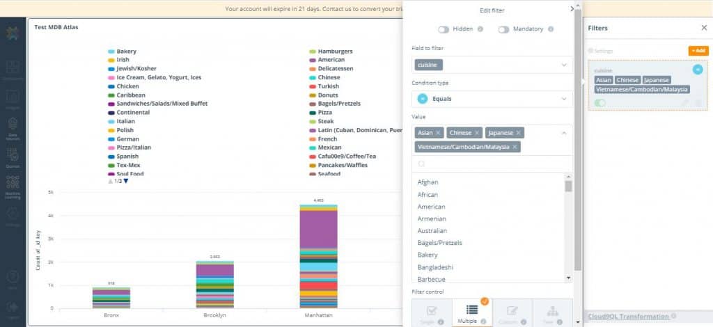 Add Filters to Widget Visualization (Source - knowi.com)