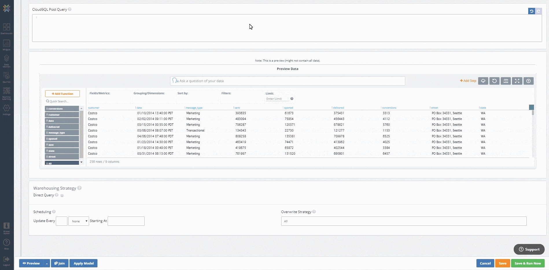 Post-processing Combined Query Results with Cloud9QL (Source - knowi.com)