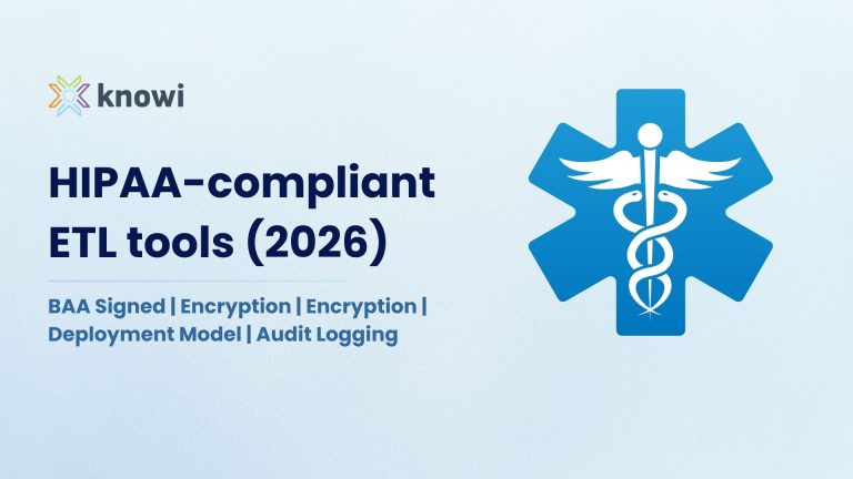 HIPAA-compliant ETL tools comparison table for healthcare analytics in 2026 showing BAA availability, encryption controls, deployment models, and security certifications.