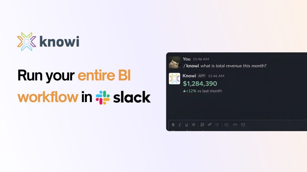 Agentic BI workflow running inside Slack using the /knowi command