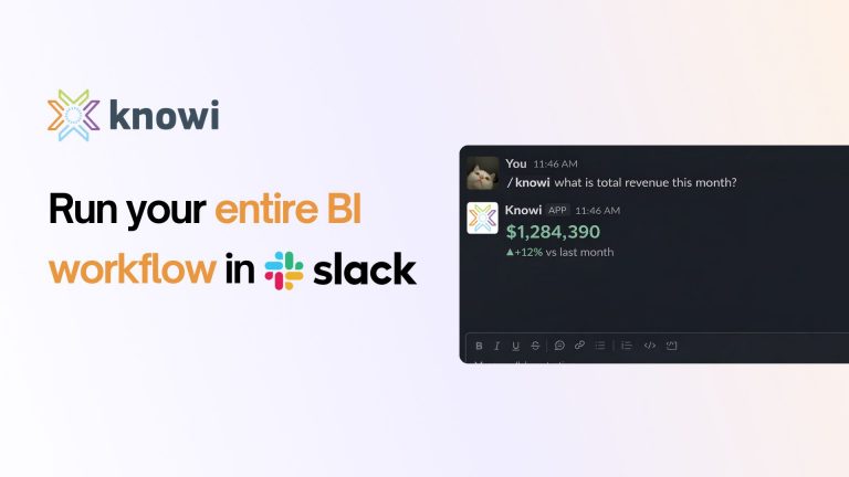 Agentic BI workflow running inside Slack using the /knowi command