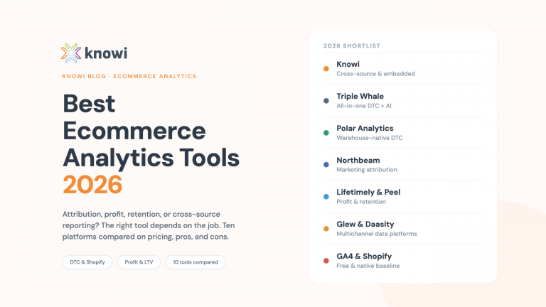 Compare the best ecommerce analytics tools in 2026: Triple Whale, Polar, Northbeam, Glew, Daasity, GA4, and more. Pricing, pros, cons, and how to choose.