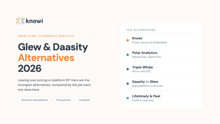 Best Glew.io and Daasity alternatives 2026: Knowi, Polar, Triple Whale, Daasity, Glew, Lifetimely, Peel