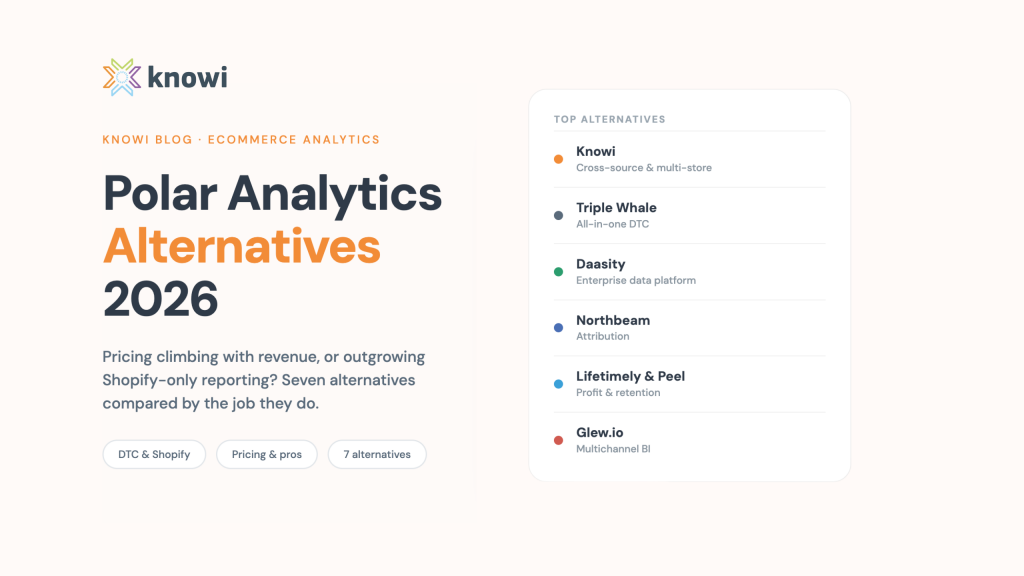 Best Polar Analytics alternatives in 2026 comparing Knowi, Triple Whale, Daasity, Northbeam, Lifetimely, Peel, and Glew