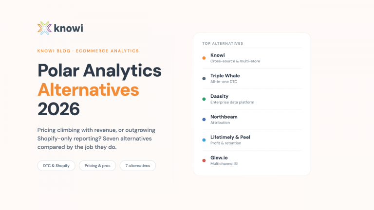 Best Polar Analytics alternatives in 2026 comparing Knowi, Triple Whale, Daasity, Northbeam, Lifetimely, Peel, and Glew