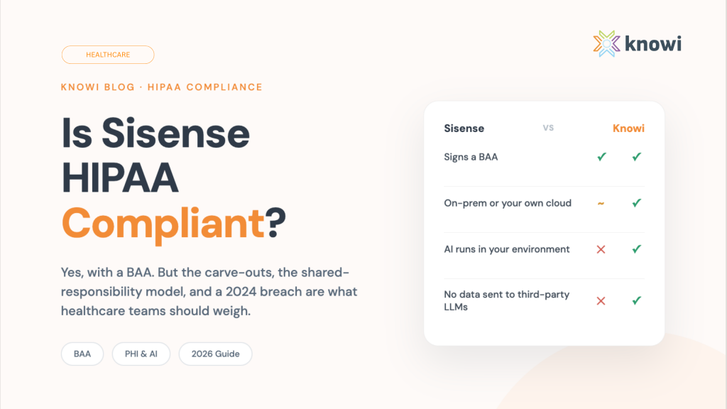 Is Sisense HIPAA compliant: Sisense vs Knowi comparison on BAA, deployment, and PHI handling