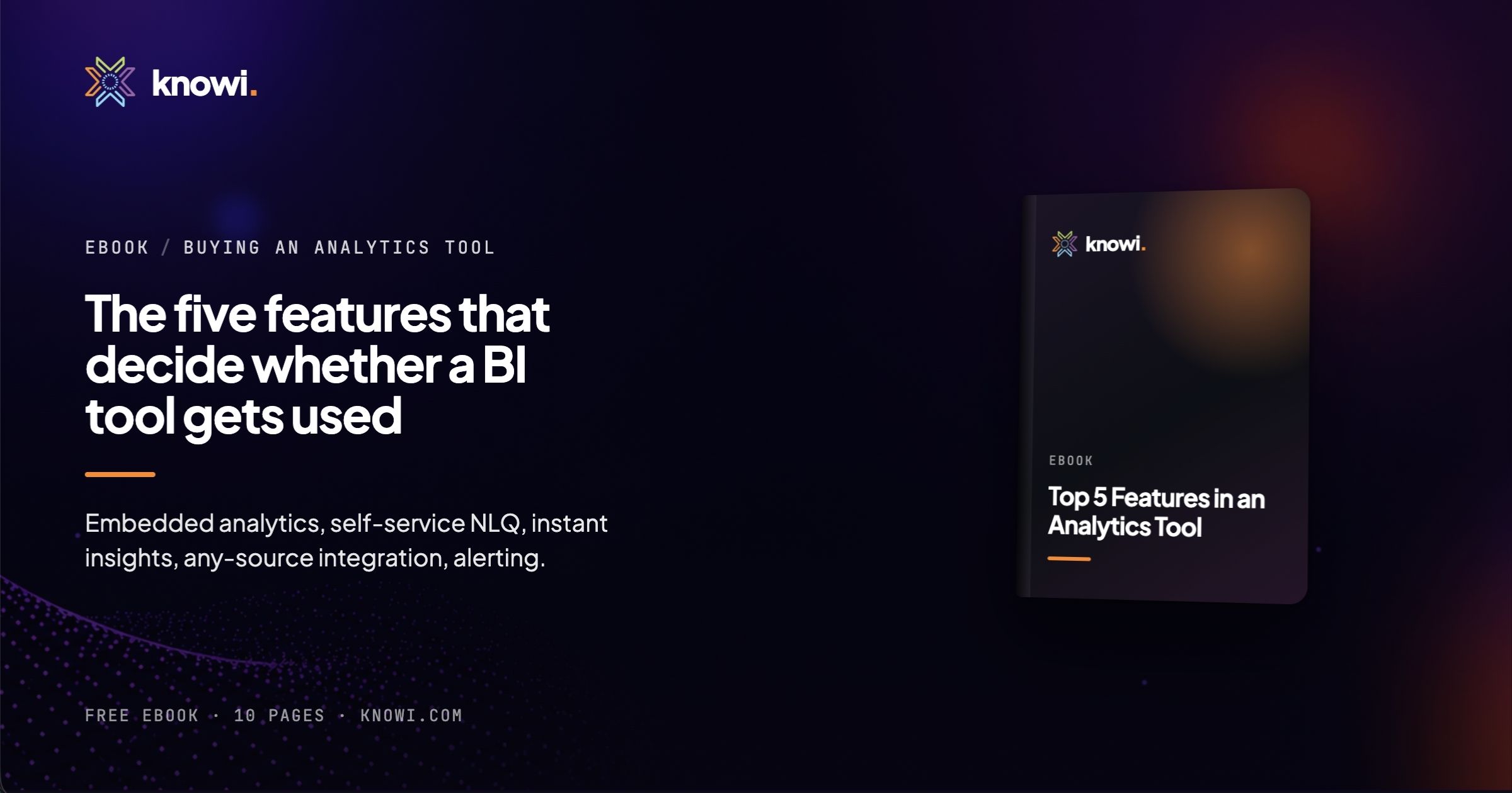 Ebook cover: Top 5 Features in an Analytics Tool